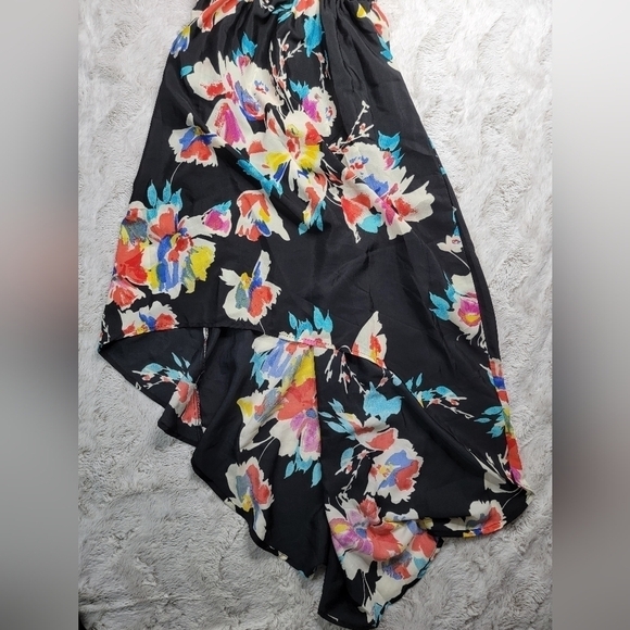 Xhilaration Black Floral Print HighLow Hem Racer Back Sleeveless Dress Sz S - Picture 3 of 8